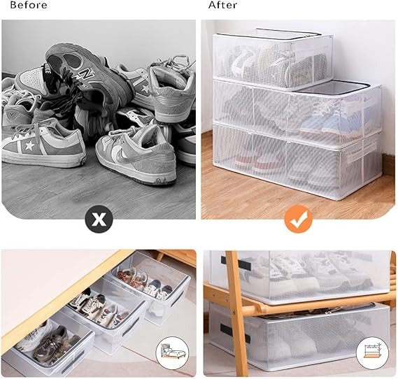 High-Capacity Shoe Storage Box – Dustproof, Foldable & Transparent Organizer (60×30×15cm)